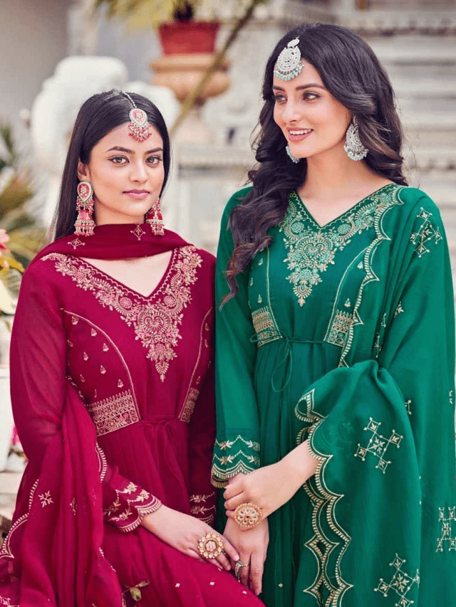 "Summer Fashion Collection: Luxury Silk Anarkali - Rangoon Geetanjali Luxury Silk